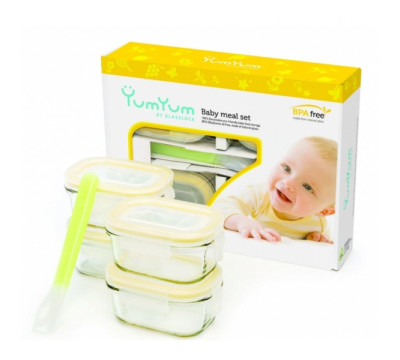 Detské dózy na potraviny - Baby set - 4x 150ml + lyžička GL-267