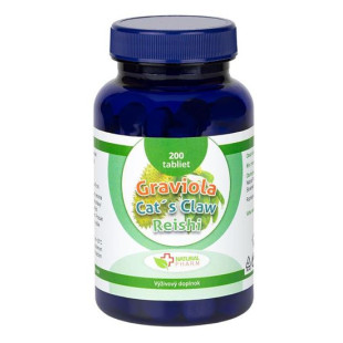 Graviola + Cat´s Claw /Mačací pazúr/ + Reishi tablety 200 ks Graviola + Cat´s Claw /Mačací pazúr/ + Reishi tablety 200 ks
