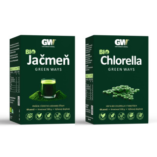 Zelený jačmeň GW 300g + Chlorella GW 330g Zelený jačmeň GW 300g + Chlorella GW 330g