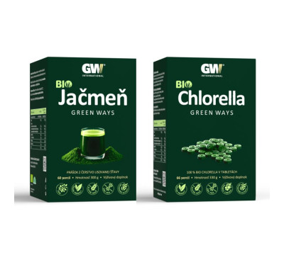 Zelený jačmeň GW 300g + Chlorella GW 330g Zelený jačmeň GW 300g + Chlorella GW 330g