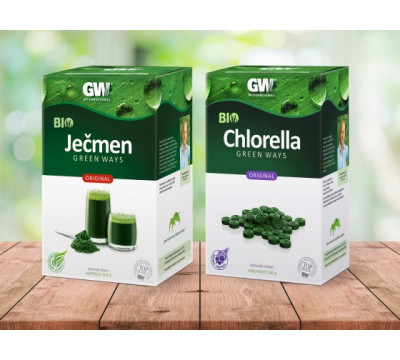Zelený jačmeň GW 300g + Chlorella GW 330g Zelený jačmeň GW 300g + Chlorella GW 330g