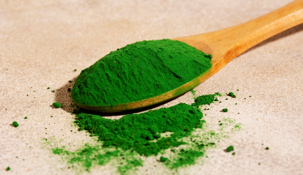 Chlorella prášok na lyžičke